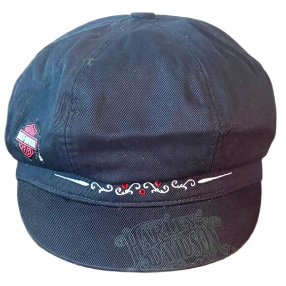 Harley Davidson Black HD Hat Baseball Cap Women's Roses Embroidered StrapBack - Picture 3 of 14